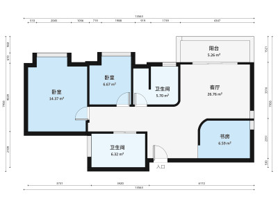 千禧大厦小区3室1厅户型图1
