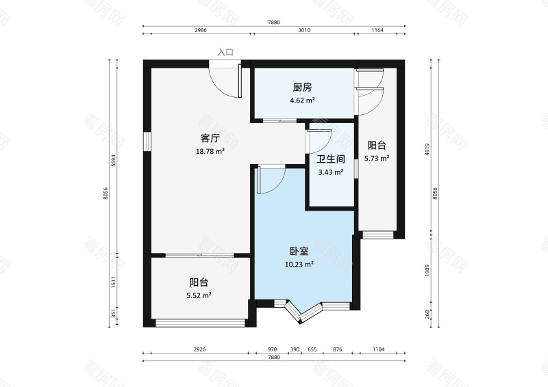 碧水岸小区1室1厅户型图2
