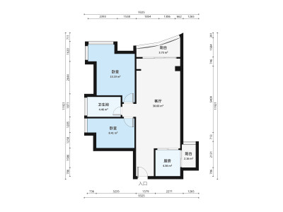金泓凯旋城一期小区2室1厅户型图2