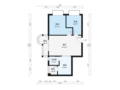 东方海雅居小区2室1厅户型图4