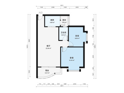 富通蟠龙居小区2室2厅户型图3