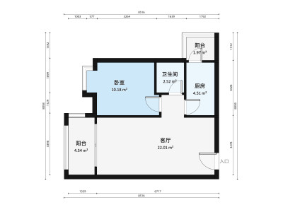 锦绣荣城小区1室1厅户型图2