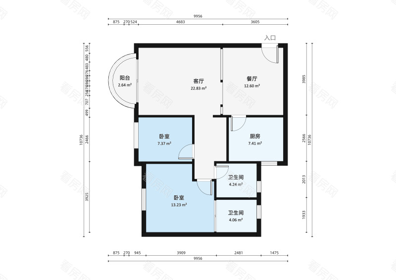 中山比华利山小区2室2厅户型图
