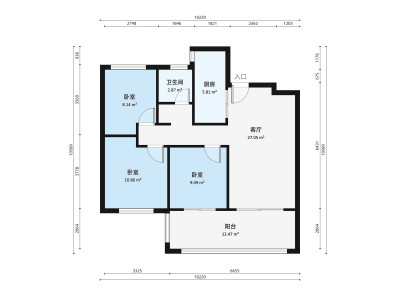 中海凯旋门小区3室1厅1卫户型图5