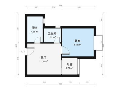 雅云轩小区1室1厅户型图1