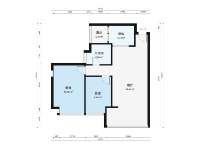 海语西湾小区2室1厅户型图3