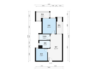 阳光里雅居小区2室2厅户型图1
