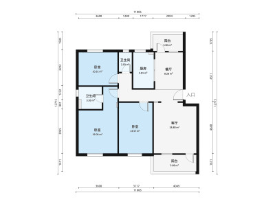 城市花园宝轩阁小区3室2厅户型图2
