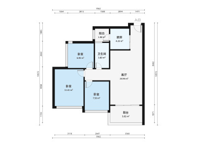 京基御景印象三期小区3室1厅户型图3