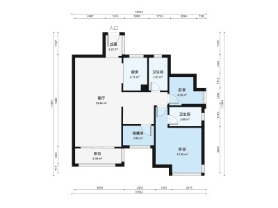 水岸华庭小区3室2厅户型图4