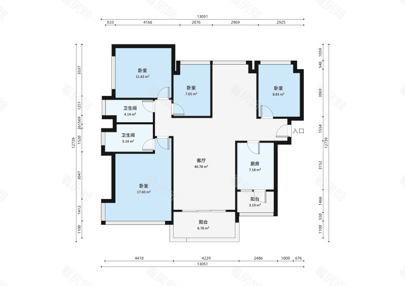 蓝湾半岛小区2室2厅1卫户型图6