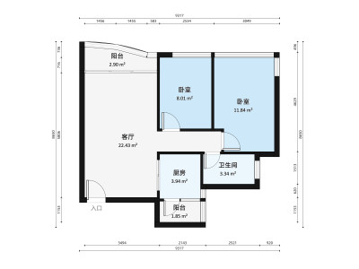 御庭园小区2室1厅户型图4