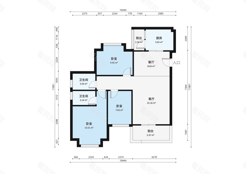 海尚绿洲小区2室2厅2卫户型图