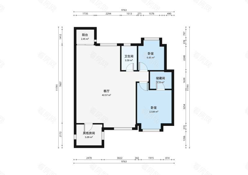 巴厘晓筑小区2室2厅户型图2