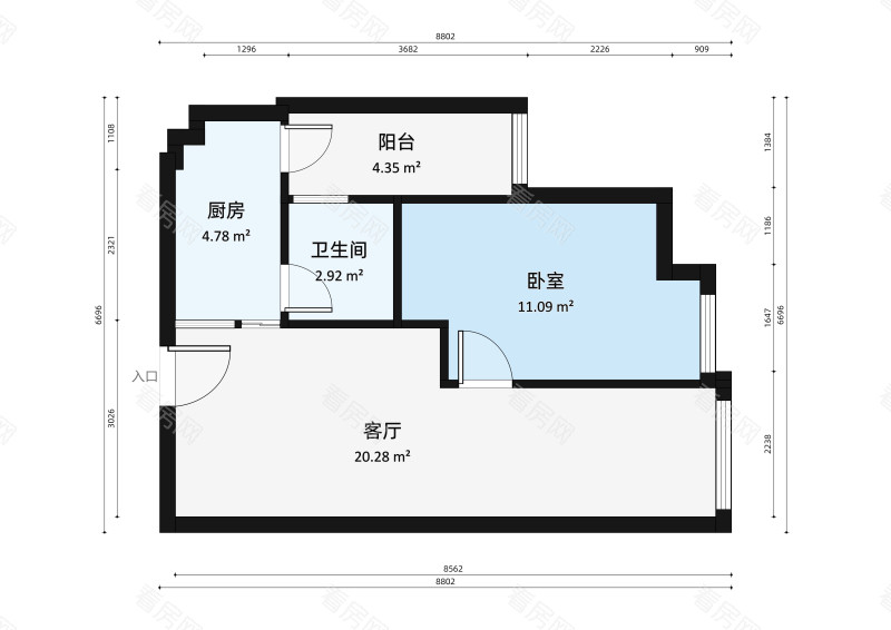 正和中州小区1室1厅户型图