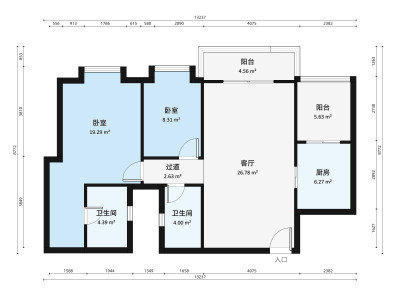 嘉信广场小区2室2厅户型图1