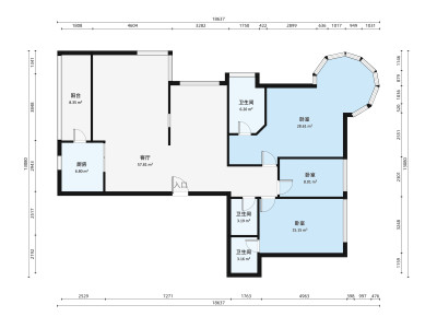 东方威尼斯小区3室2厅户型图2