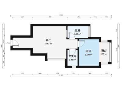 梧桐山新居二期小区1室1厅户型图1