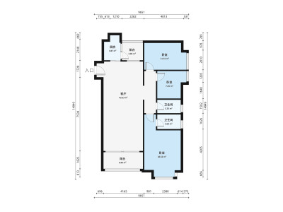 明智大厦小区3室1厅户型图1