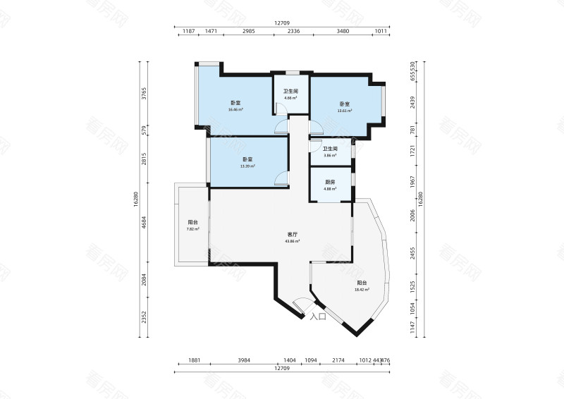 顺景壹号院小区3室2厅户型图2