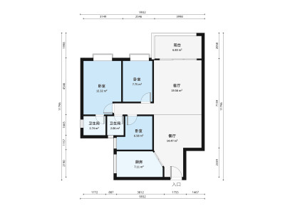 水润嘉园小区3室1厅户型图1