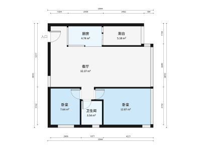 首誉小区2室1厅户型图3