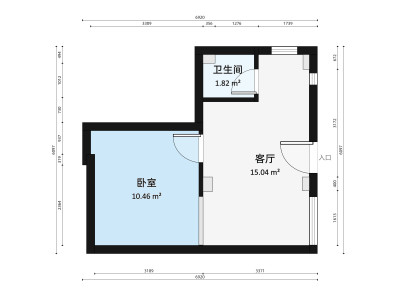 上海城小区小区1室1厅户型图1