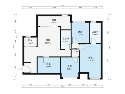 世茂福晟香山天地小区3室1厅户型图2