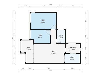 山湖海雅苑小区2室1厅户型图4
