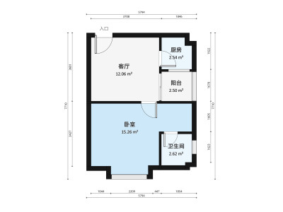 荟景豪庭小区1室1厅户型图1