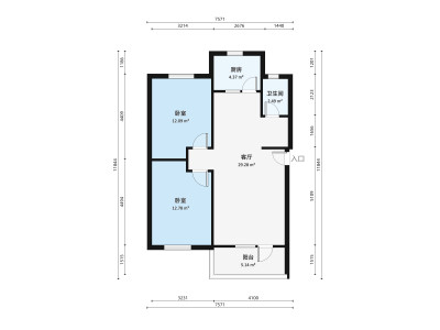 福华新村小区2室2厅户型图3