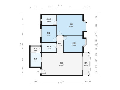 东城花园小区3室2厅户型图2