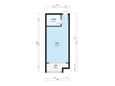 龙岭花园小区1室1厅户型图1