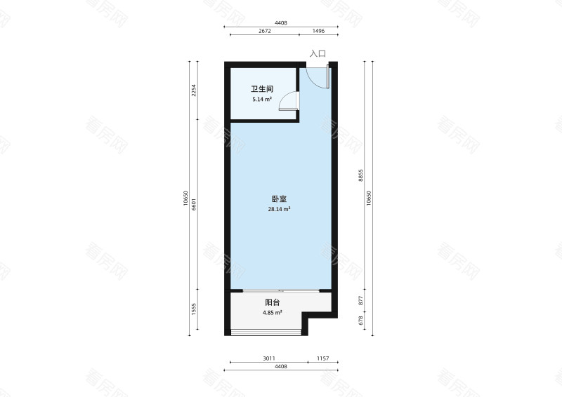 龙岭花园小区1室1厅户型图