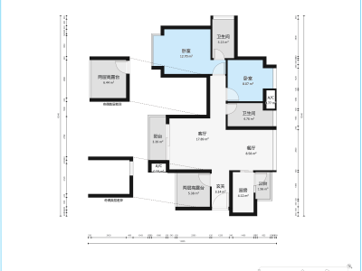 中熙香缤山小区2室2厅2卫户型图2