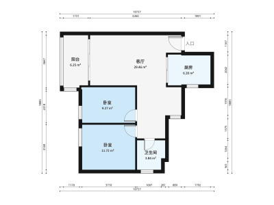 华景西苑小区2室1厅户型图4