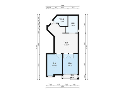 皇都广场小区1室1厅户型图1