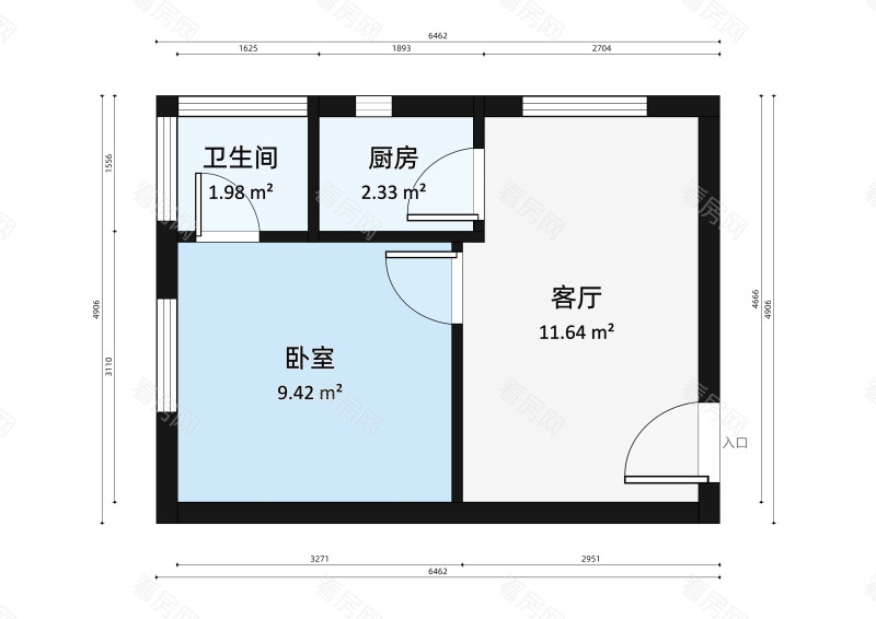 水仙花园小区1室1厅户型图4
