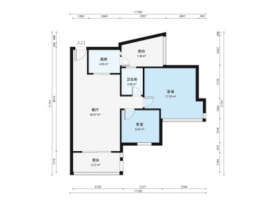 才俊金城小区2室2厅户型图1