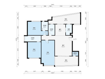 城东名门小区3室2厅户型图4