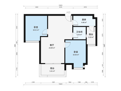 山水一品小区2室2厅户型图1