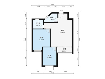 金石雅苑小区2室1厅1卫户型图3