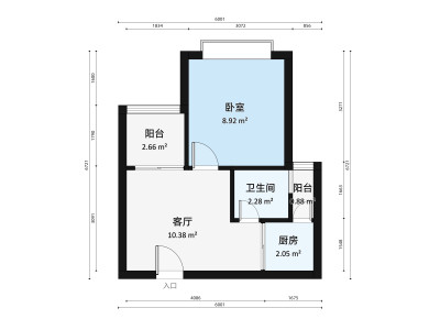 金迪名苑小区1室1厅户型图3