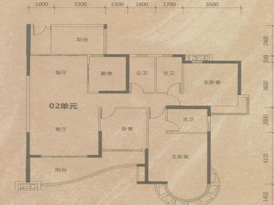 君御海城小区3室2厅3卫户型图2
