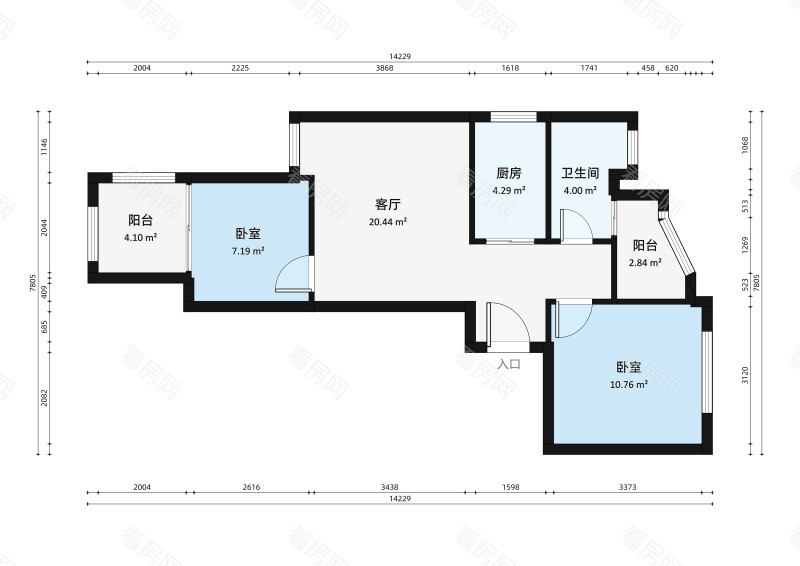 华盈尚轩小区2室2厅户型图5