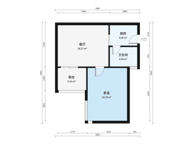 西山上筑二期三期小区1室1厅户型图1