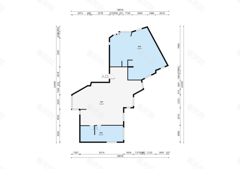 富豪山庄南区小区2室1厅户型图