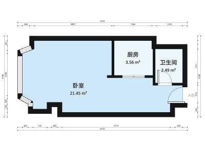 洪湖大厦小区1室1厅户型图1