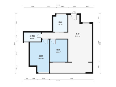 江山里澜湾小区2室2厅户型图1