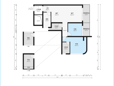 山海上城一期小区2室2厅1卫户型图1